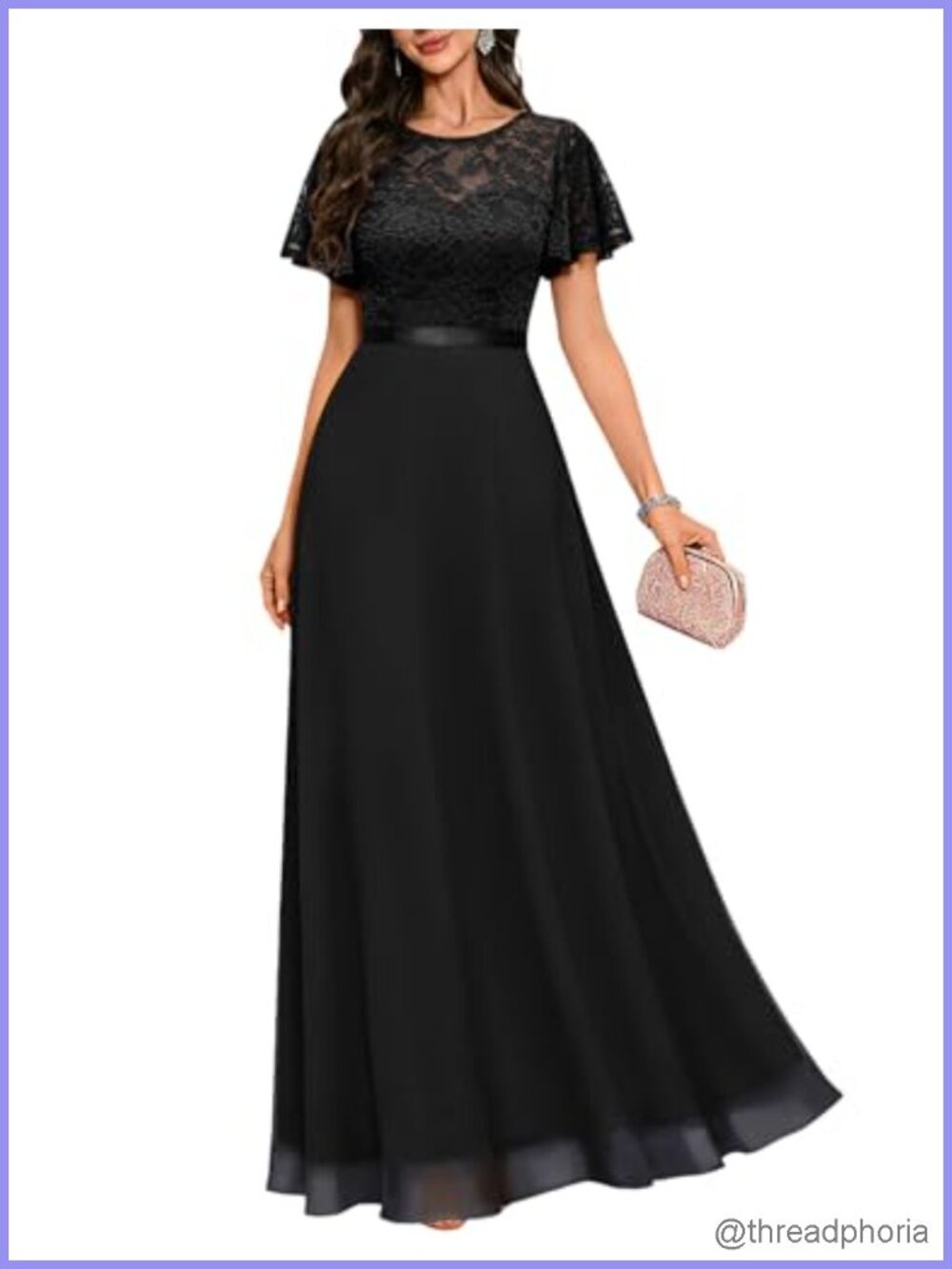 Formal Maxi Dress Lace Chiffon Wedding Guest Cocktail Gown